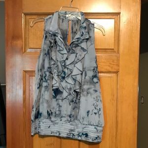 Light blue ruffle blouse